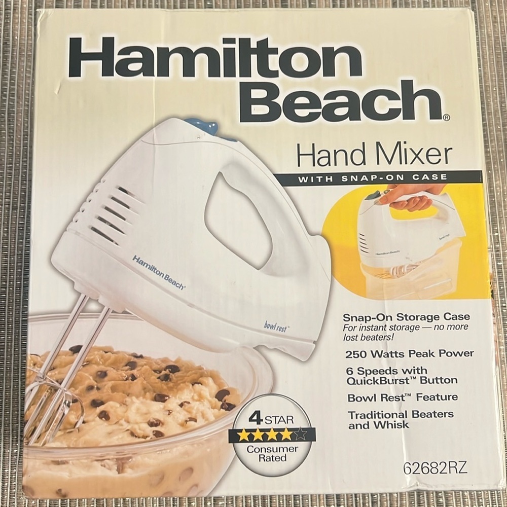 Hamilton Beach hand mixer includes 2 beaters and whisk